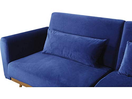 Divano Letto Velluto Blu Scuro 3 Posti Clic Clac Habitat et Jardin