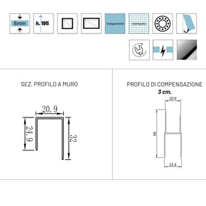 Box doccia angolo apertura ante scorrevoli dafne vetro temperato spessore 6 mm *** misure 77-79x77-79xh195 cm traspar...