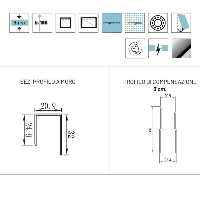 Box doccia angolo apertura ante scorrevoli dafne vetro temperato spessore 6 mm *** misure 67-69x97-99xh195 cm traspar...