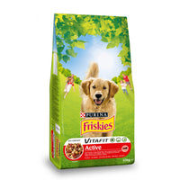 Multipack da 3 pz di purina friskies per cani crocchette vitafit active con manzo da 10 kg cad