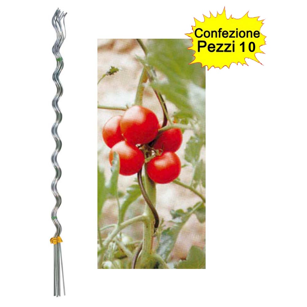 Tutori a spirale per pomodori in acciaio zincato confezione da 10 pezzi 7 mm x 210 cm