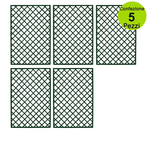 Multipack 5 pz tralicci fissi con cornice in legno duro colore verde 0,90 x h 1,80 metri