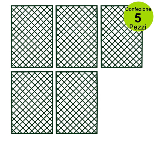 Multipack 5 pz tralicci fissi con cornice in legno duro colore verde 0,90 x h 1,80 metri