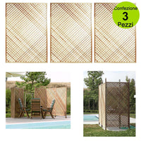 Multipack 3 pz tralicci fissi con cornice privacy colore marrone 0,90 x h 1,80 metri in legno