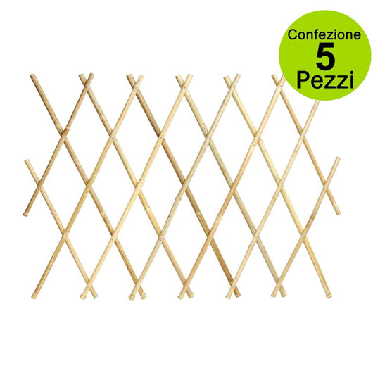 Multipack da 5 pz tralicci estensibili in bamboo 0,90 x h 1,80 metri colore naturale