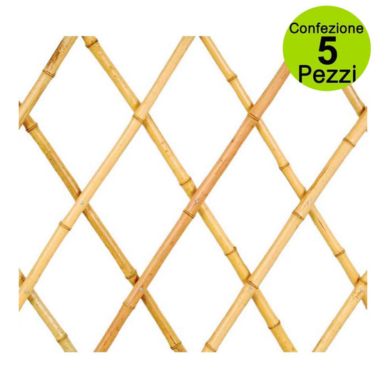 Multipack da 5 pz tralicci estensibili in bamboo canna grossa 2,40 x h 1,80 metri colore naturale