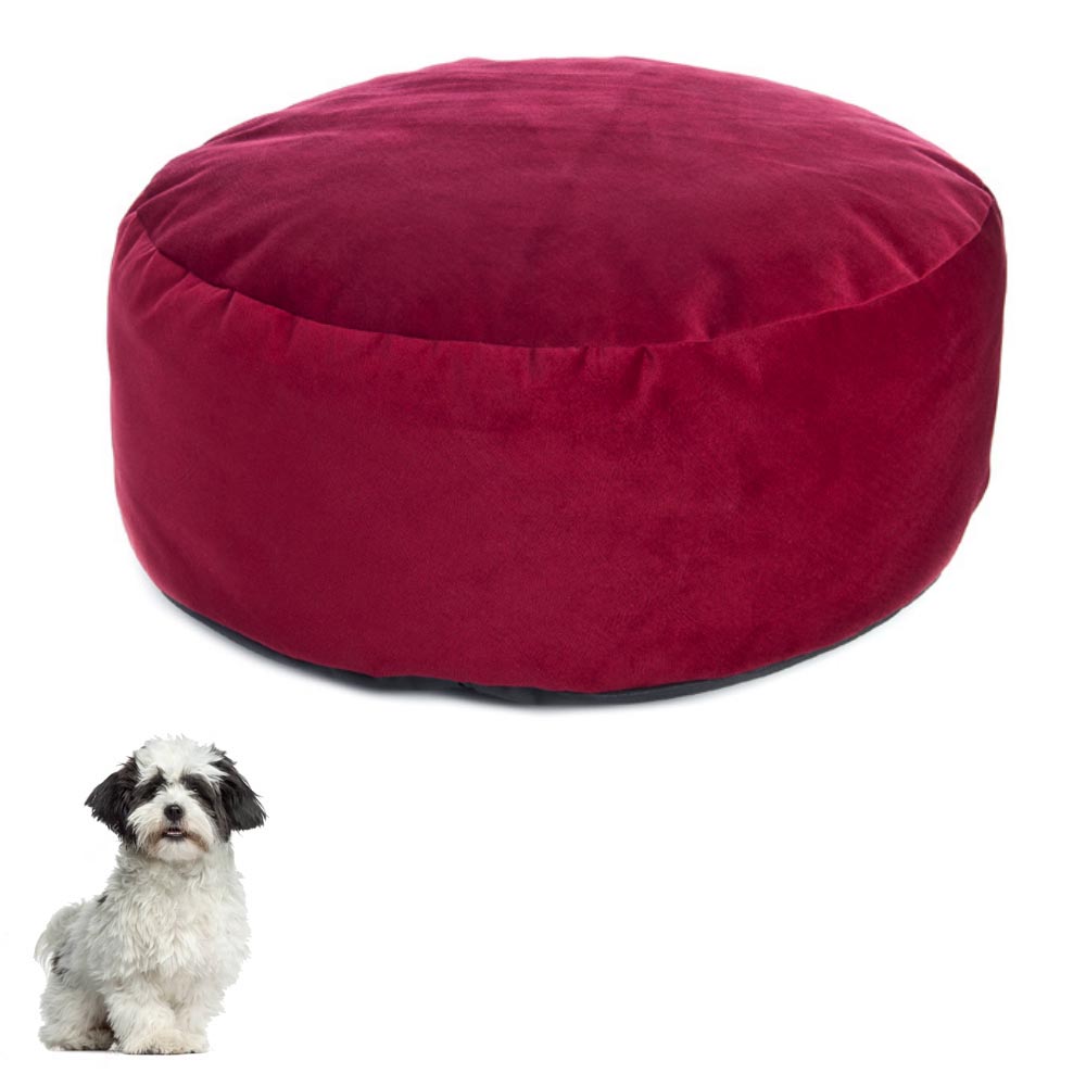 Pouf per cani sfoderabile velvet vinaccia diametro 70 x h 20 cm fuss-dog made in italy