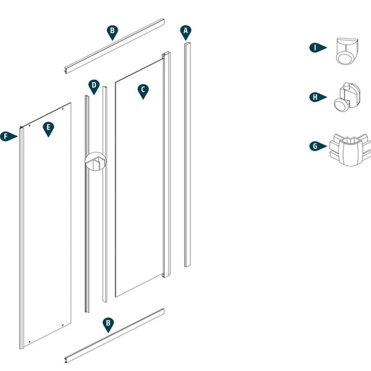 Ogomondo box cabina doccia corner 3 lati cristallo temprato trasparente 80x80x80