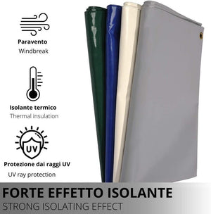 Telo PVC IGNIFUGO Impermeabile Grigio Telone Occhiellato Ogni 50CM 650g/mq Copertura Esterna 3x2,5m Resistente Multiuso