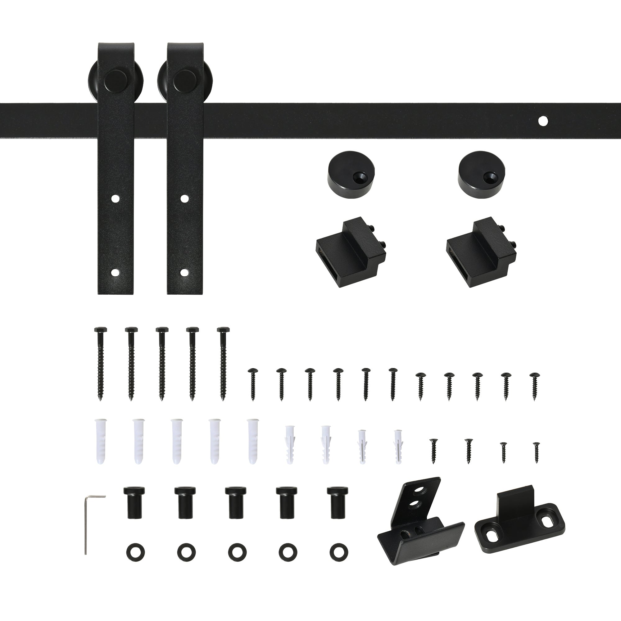 Kit per Porta e Ante Scorrevoli per Mobili con Binario 200 cm in Acciaio Nero