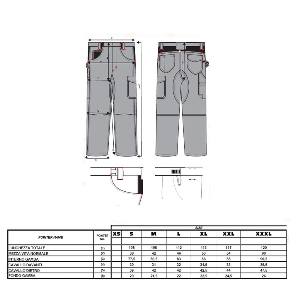 Multipack da 5 pz tg. l pantalone da lavoro professionale delta 240 gr grigio/nero