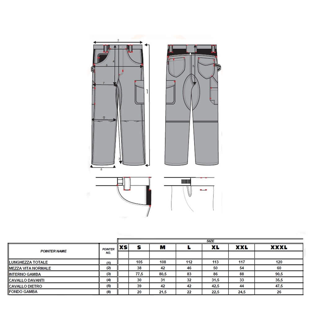 Multipack da 5 pz tg. xl pantalone da lavoro professionale delta 240 gr grigio/nero