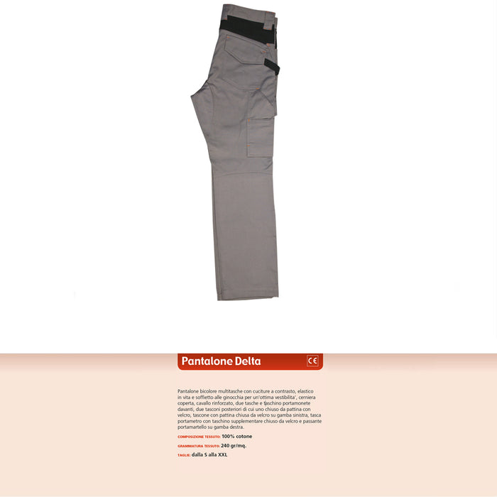 Multipack da 5 pz tg. xl pantalone da lavoro professionale delta 240 gr grigio/nero