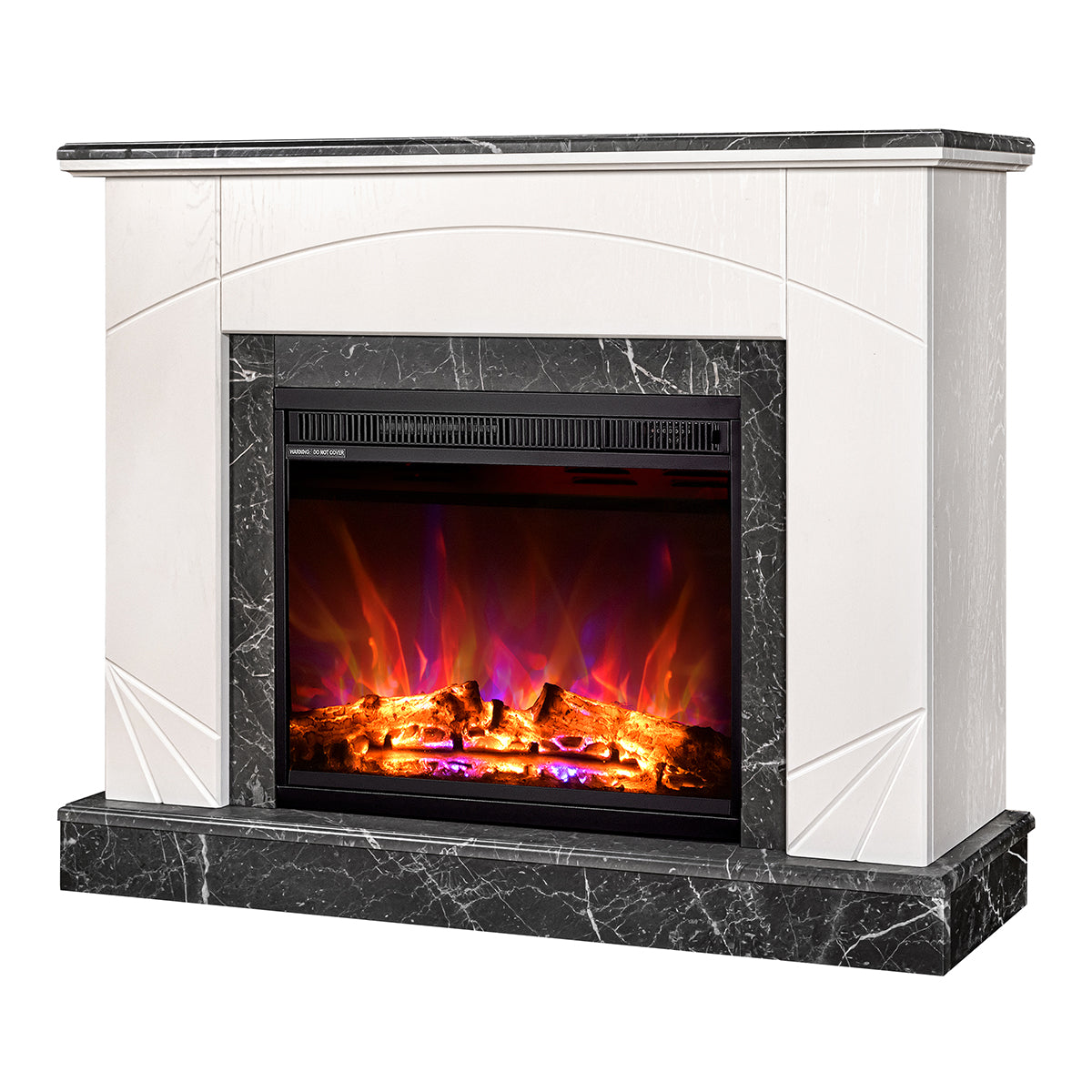 Camino Elettrico da Pavimento 85x110x27 cm Effetto Fiamma 1500W Madeira lux & Lorance