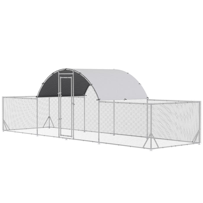 Pollaio Gabbia per Galline da Esterno 660x190x195 cm in Acciaio Zincato Grigio Argento