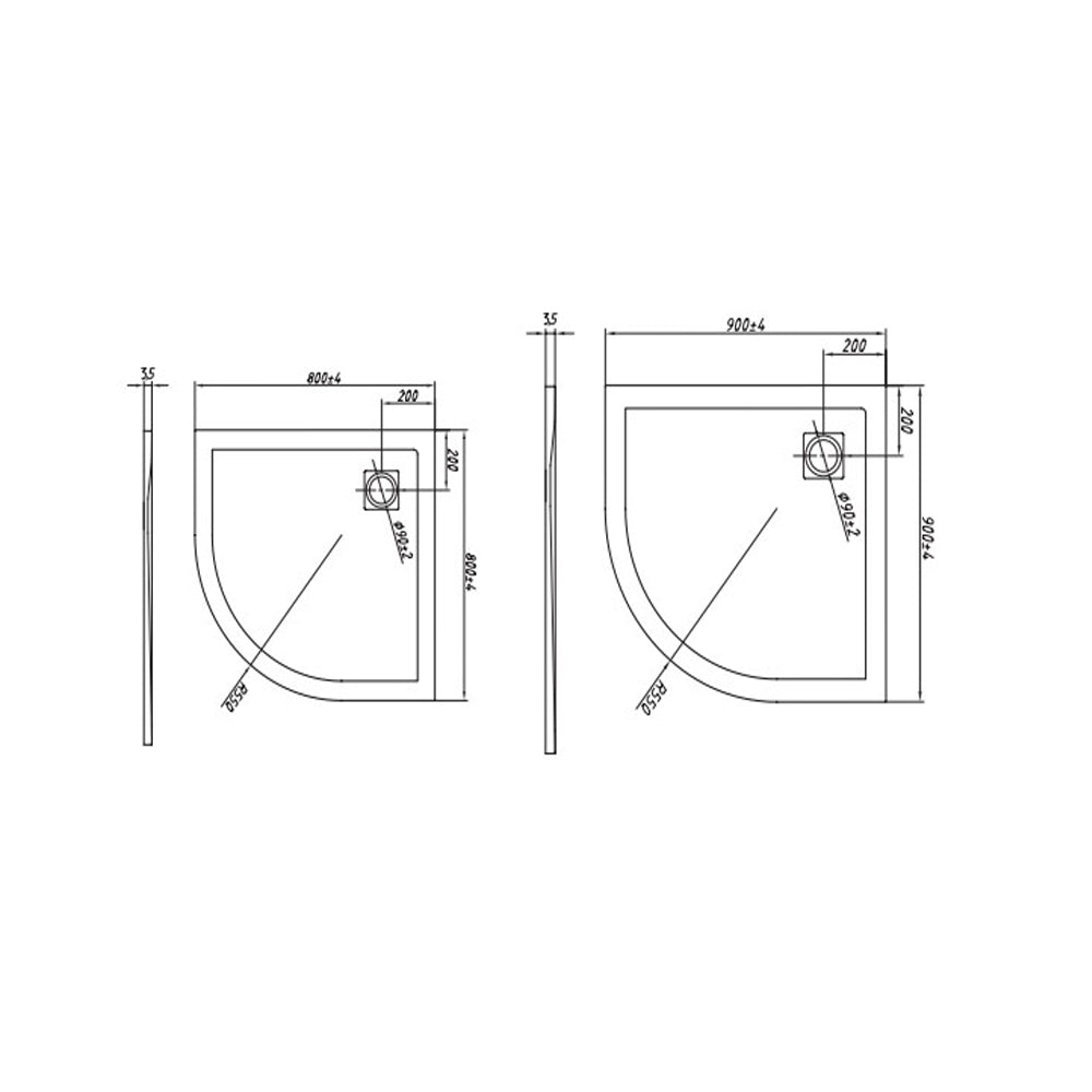 Piatto doccia mineral marmo resina curvo antiscivolo h3,5 cm *** misure l90 x p90 x h3,5 cm, tinta antracite, confezi...