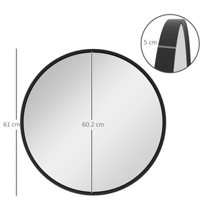 Specchio Rotondo da Parete Ø61 cm  in Lega di Alluminio Nero