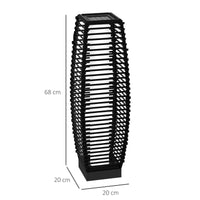 Lampada Solare da Giardino con Pannello di Ricarica 20x20x68 cm in Acciaio e Rattan Nero