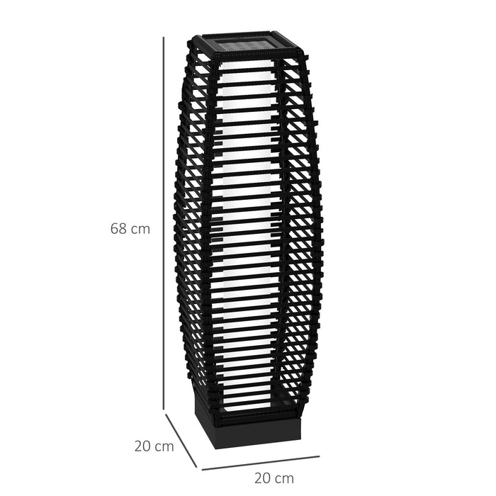 Lampada Solare da Giardino con Pannello di Ricarica 20x20x68 cm in Acciaio e Rattan Nero