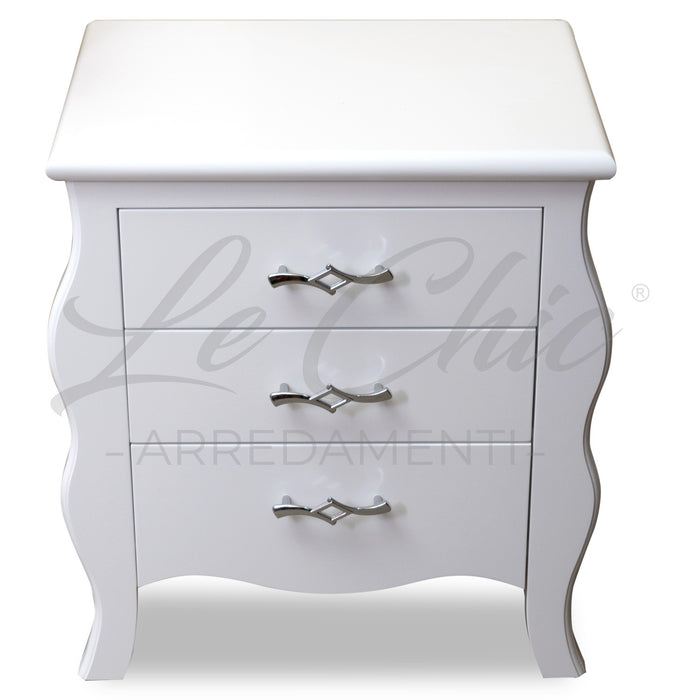 Trittico comò e comodini legno bianco shabby chic