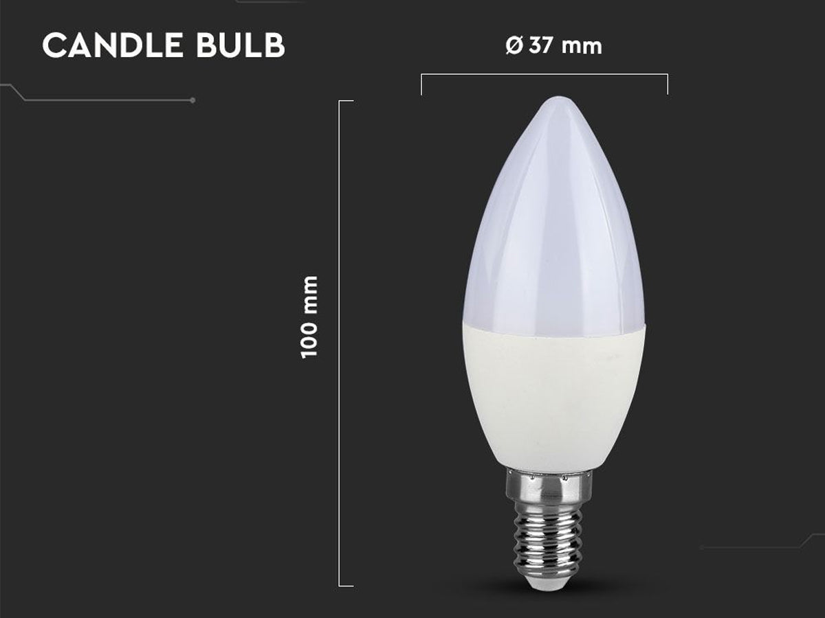 6 PZ Lampada A Led E14 C37 5,5W Bianco Freddo 6400K Forma Goccia Oliva Candela 200 Gradi 220V SKU-2738