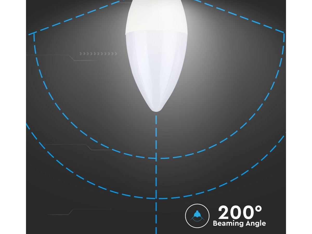 6 PZ Lampada A Led E14 C37 5,5W Bianco Freddo 6400K Forma Goccia Oliva Candela 200 Gradi 220V SKU-2738