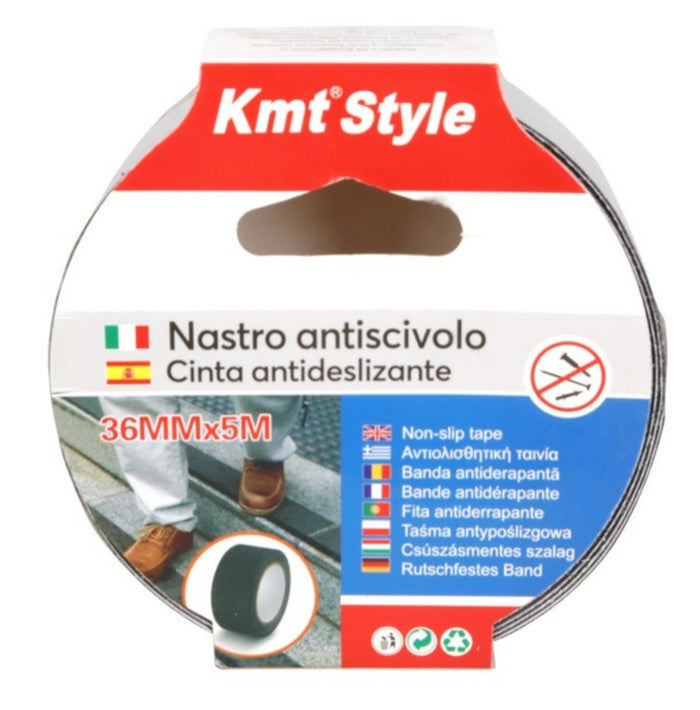 6 Pezzi Nastro Adesivo Antiscivolo Nero 36mm X 5mt