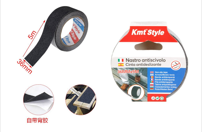 6 Pezzi Nastro Adesivo Antiscivolo Nero 36mm X 5mt