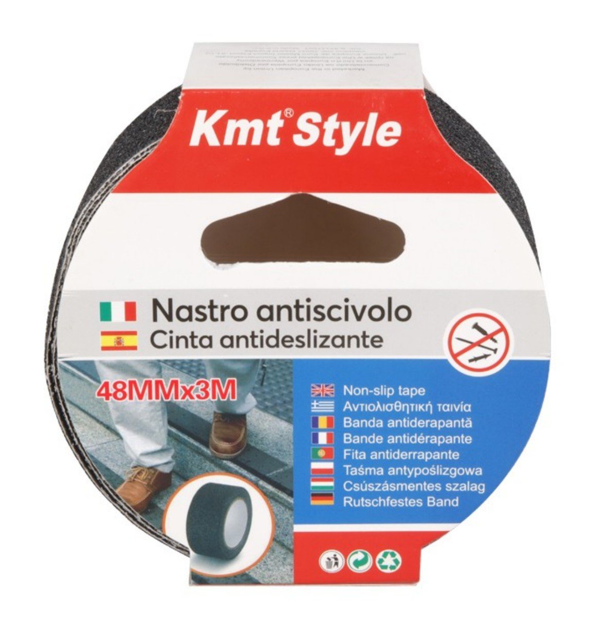 6 Pezzi Nastro Adesivo Antiscivolo Nero 48mm X 3mt