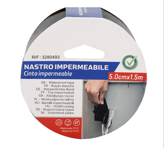 6 Pezzi Nastro Adesivo Impermabile PVC 50mm X 150cm Nero