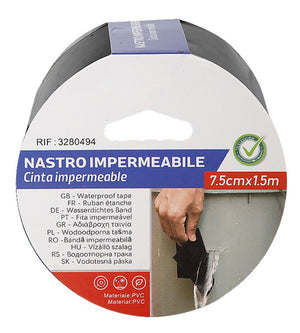 6 Pezzi Nastro Adesivo Impermabile PVC 75mm X 150cm Nero