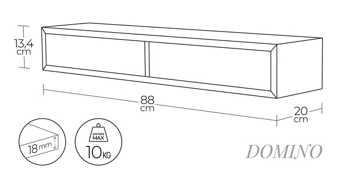 Mensola da Parete con 2 Cassetti 88,2x13,4x20 cm in Fibra di Legno Domino Bianco