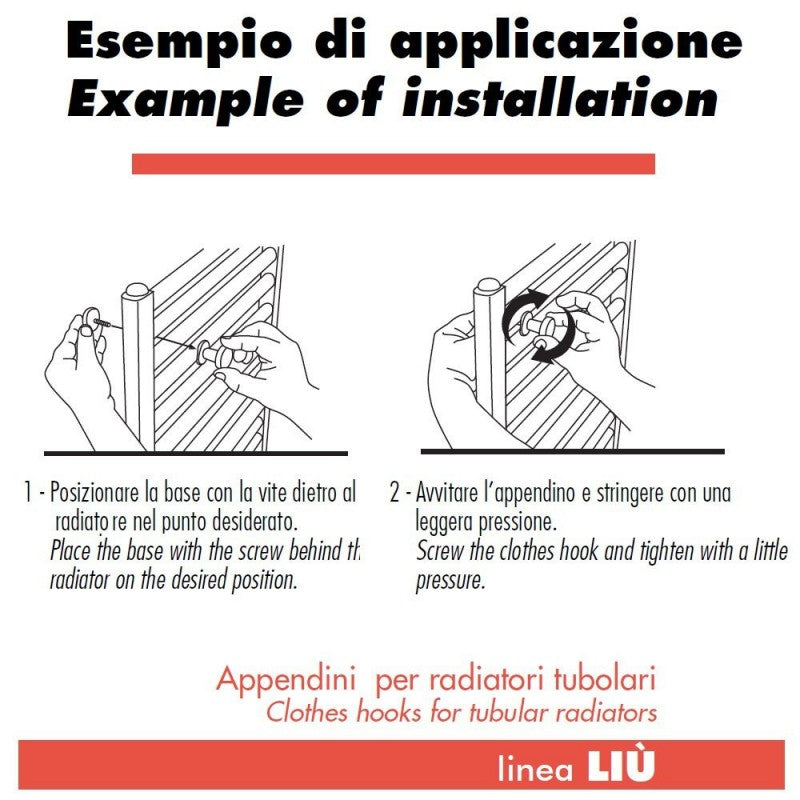 Pika shop appendini per termoarredo modello liu' rosso confezione da 2 pezzi