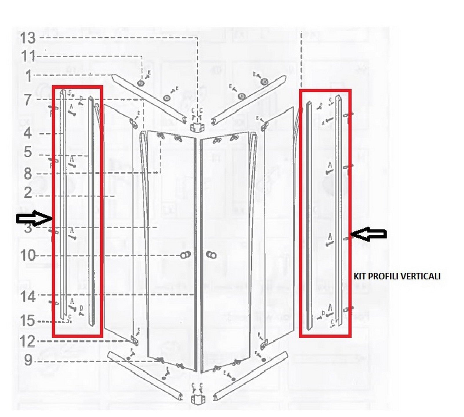 cf box doccia cm.70x90(kit profili verticali) cod:ferx.602143