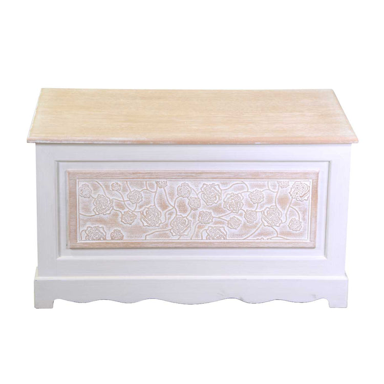 Baule Cassapanca Contenitore 80x45xh45 cm in Legno Crema