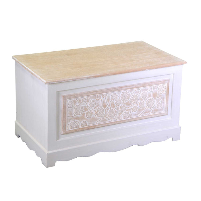 Baule Cassapanca Contenitore 80x45xh45 cm in Legno Crema