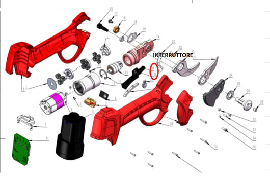 ZZ-INTERRUTTORE X FORBICI POTA BATT.DJ-025  PZ 1,0