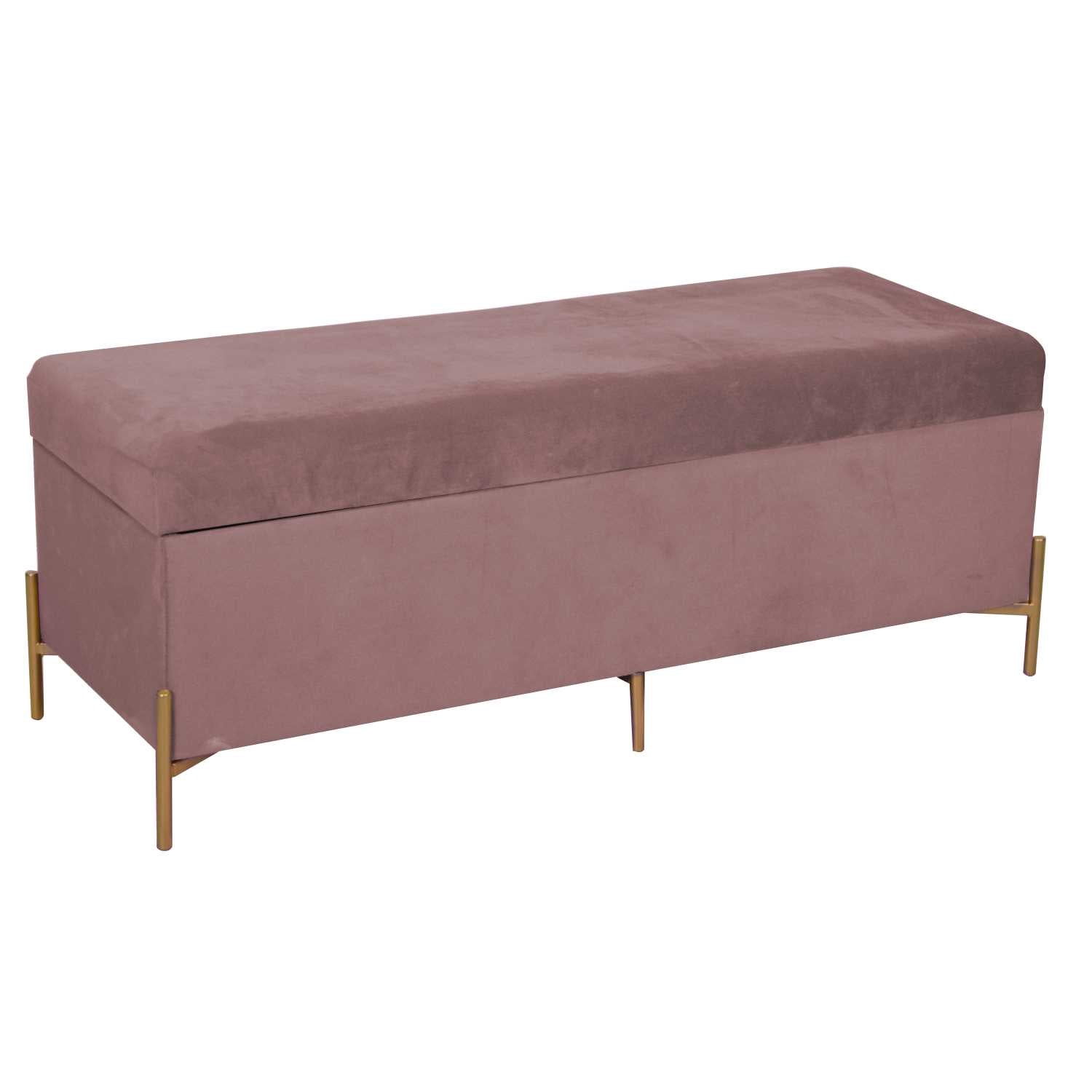 Panca Contenitore 115x40xh45 cm in Tessuto Velluto Rosa