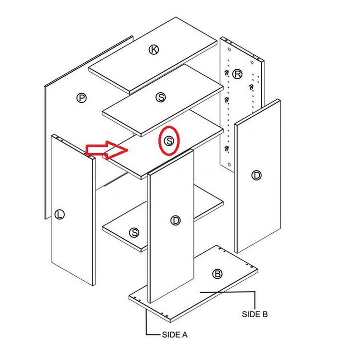 mensola per kit mobile 2 ante 68x95x34 cm bianco .k083 603274