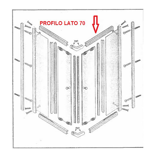 ZZ-PROFILO LATO 70 INF.+SUP. X BOX DOCCIA CRIST.TRAS/SER.MM.6CM  PZ 1 