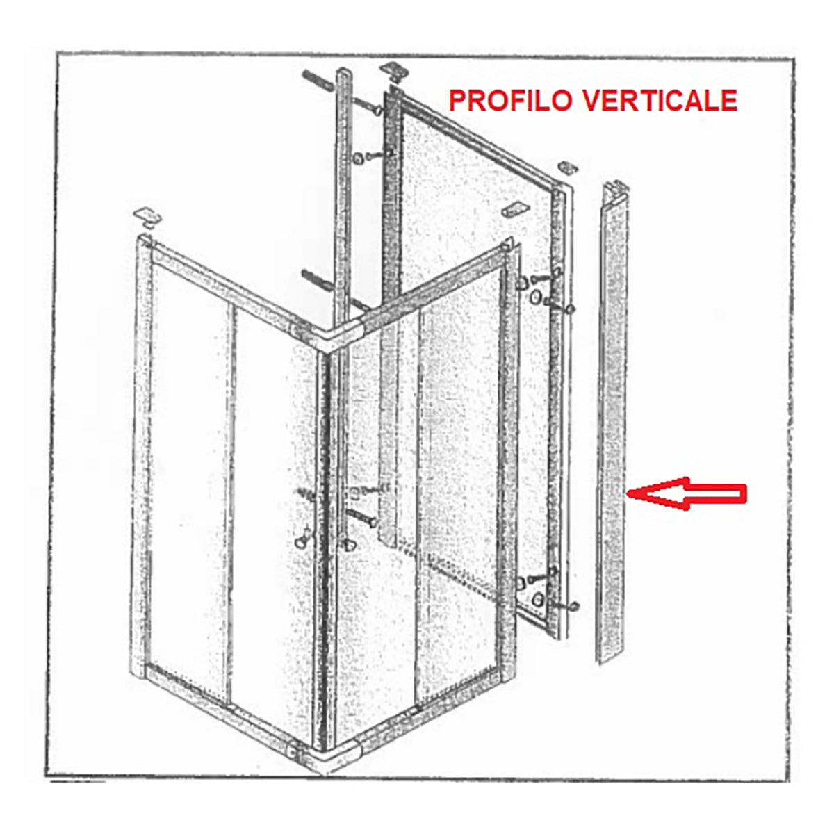 ZZ-PROFILO VERTICALE X PARETE FISSA CRIST.TRAS/SER.MM.6CM.74/80LUSSO  PZ 1 