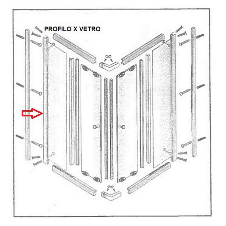 profilo per vetro box doccia lusso 603304