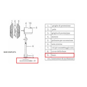 base completa per ventilatore a piantana cm.45 fs-1803 tornado 603330
