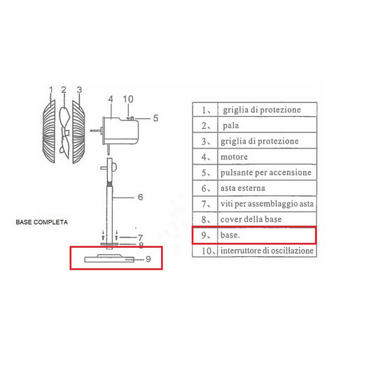 base completa per ventilatore a piantana cm.45 fs-1803 tornado 603330