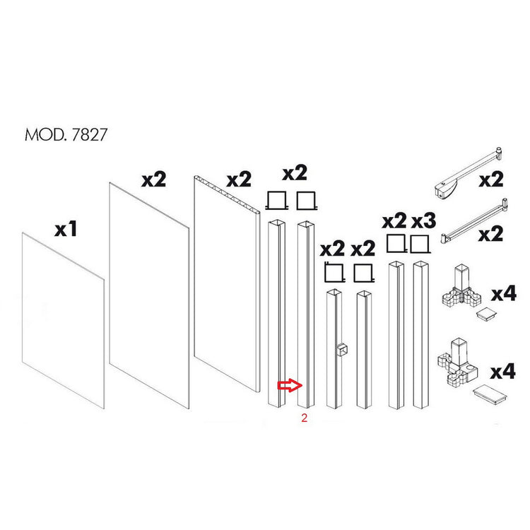 montante nr.2 per kit coprilavatrice resina 603445