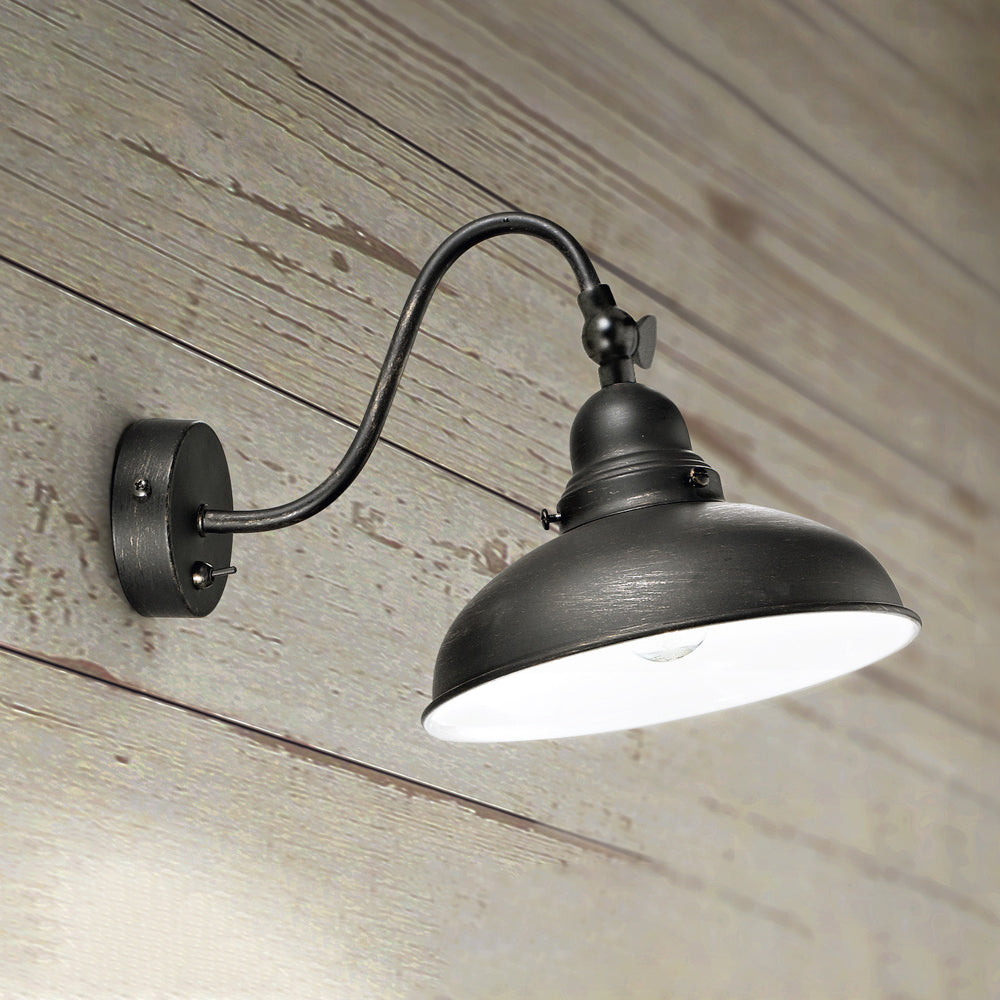 Applique In Metallo Rustica Country Nero 1 Luce E14