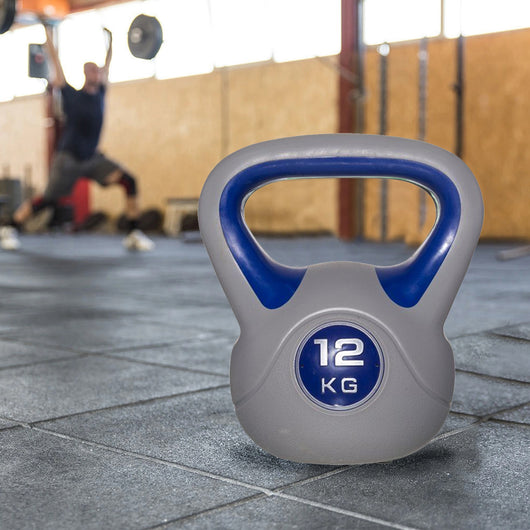 Kettlebell Esercizio Fisico Fitness Peso in Ghisa e Cemento 12 kg Manico Comodo