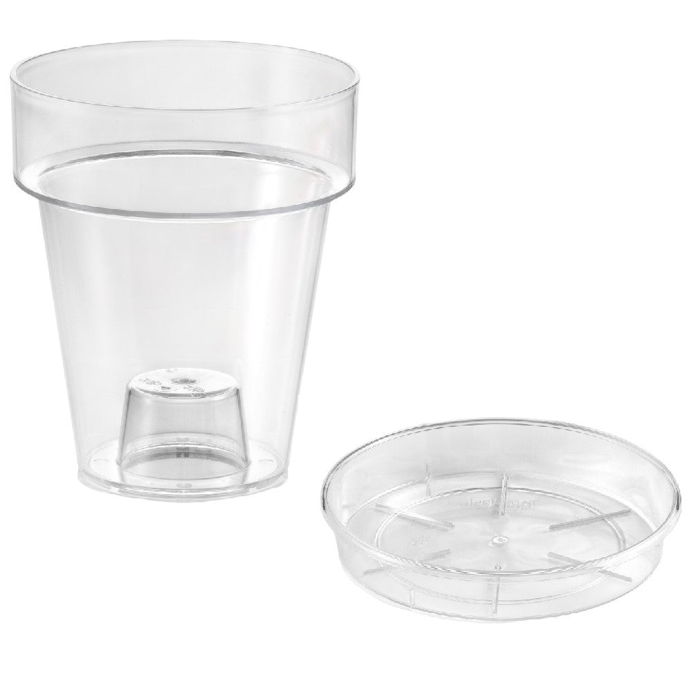 VASO per ORCHIDEE fioriera con SOTTOVASO TRASPARENTE orchidea Ø 17 cm Veca