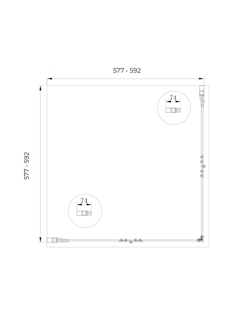 Box doccia angolare pieghevole a libro con chiusura a pacchetto H 190 cromo anticalcare trasparente con misure 60 (57,5-59) x 60 (57,5-59)