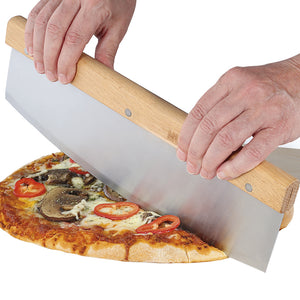 Taglierina Taglia Pizza Robusto con Manico in Legno Antibatterico Lama Acciaio